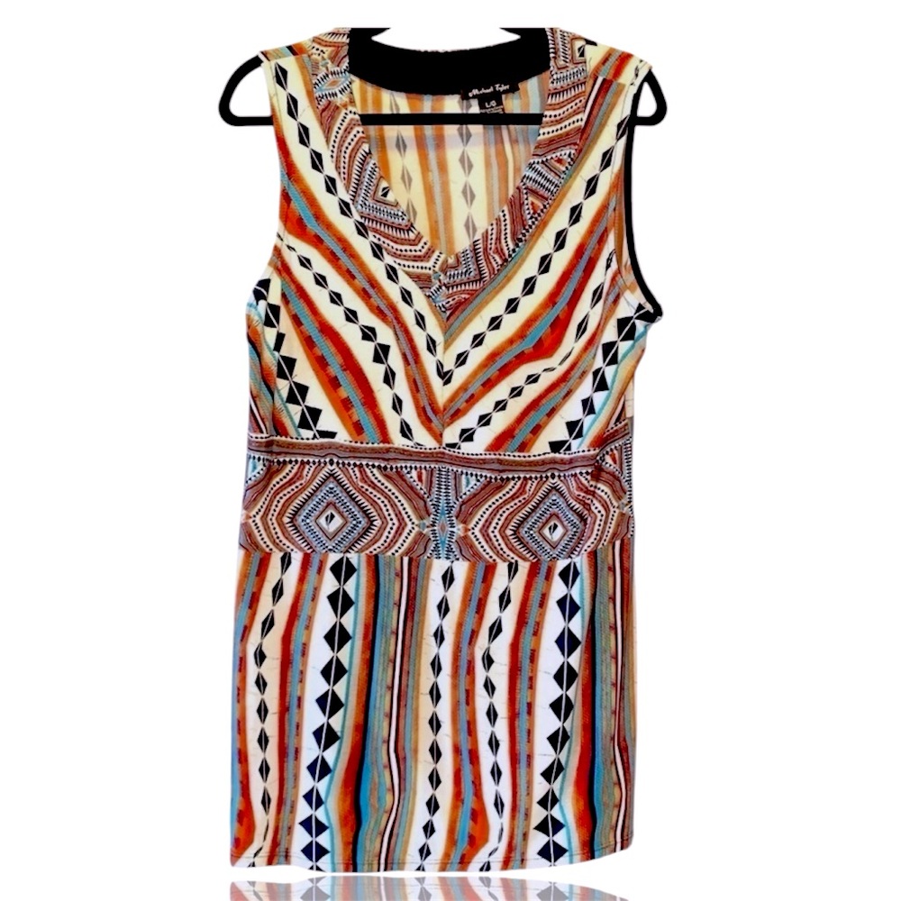 Michael Tyler Women's Sleeveless Geometric Print Top | Size Large